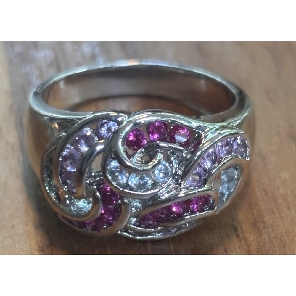 Sterling Silver Ruby And Pink Sapphire Ring Size 8.75